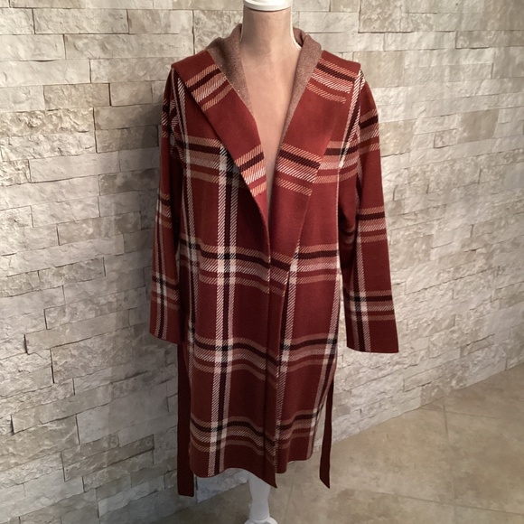 Tahari Plaid Sweater Coat - Picture 1 of 8
